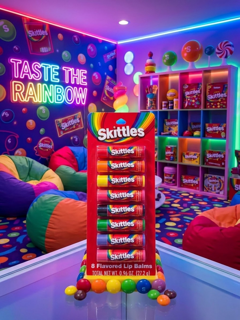 8-Flavored skittles Lip Balm Set - Rainbow